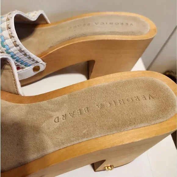 Veronica Beard Hannalee Woven Vamp w/Gold Studs Mules Sz.6.5 Ret.$330 in Dustbag - Picture 10 of 16